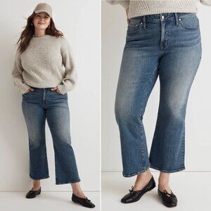 Madewell Kick Out Crop JEANS Size 14W Plus Oneida Blue Stretch Denim NEW $138